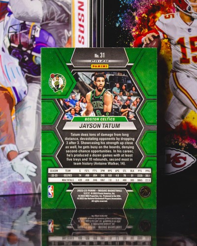 Mosaïque Panini 2022-23 #31 Jayson Tatum jaune mosaïque réactive Prizm - Photo 2/2