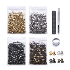 400 Sets Leather Rivets, Double Cap Rivet Tubular 4 Colors Brass Metal Studs ...