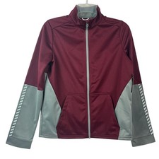 Russell Athletic Full Zip Sweatshirt Boy XL 14/16 Mock Neck Gray Maroon NWT