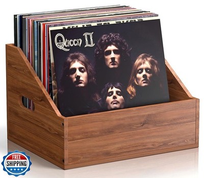 Vecxoty Wood Vinyl Record Storage, Retro and Durable Vinyl Crate 