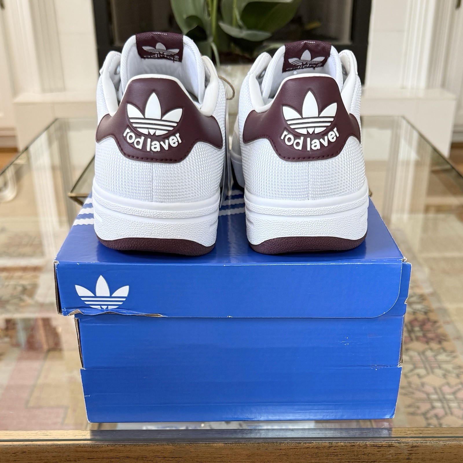 Size 10.5 - adidas Rod Laver  - Cloud White/Maroon - LA4181 -SAME DAY SHIPPING image 9