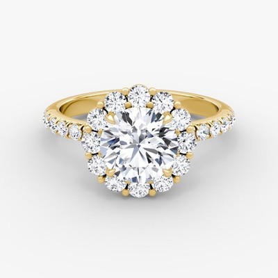 Luxus Design Lab Grown Diamant Ring Rund 2,25 Kt E-F VVS2 IGI 18K Gelbgold