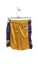 LA Lakers Youth Basketball Shorts Yellow Purple NBA Mesh