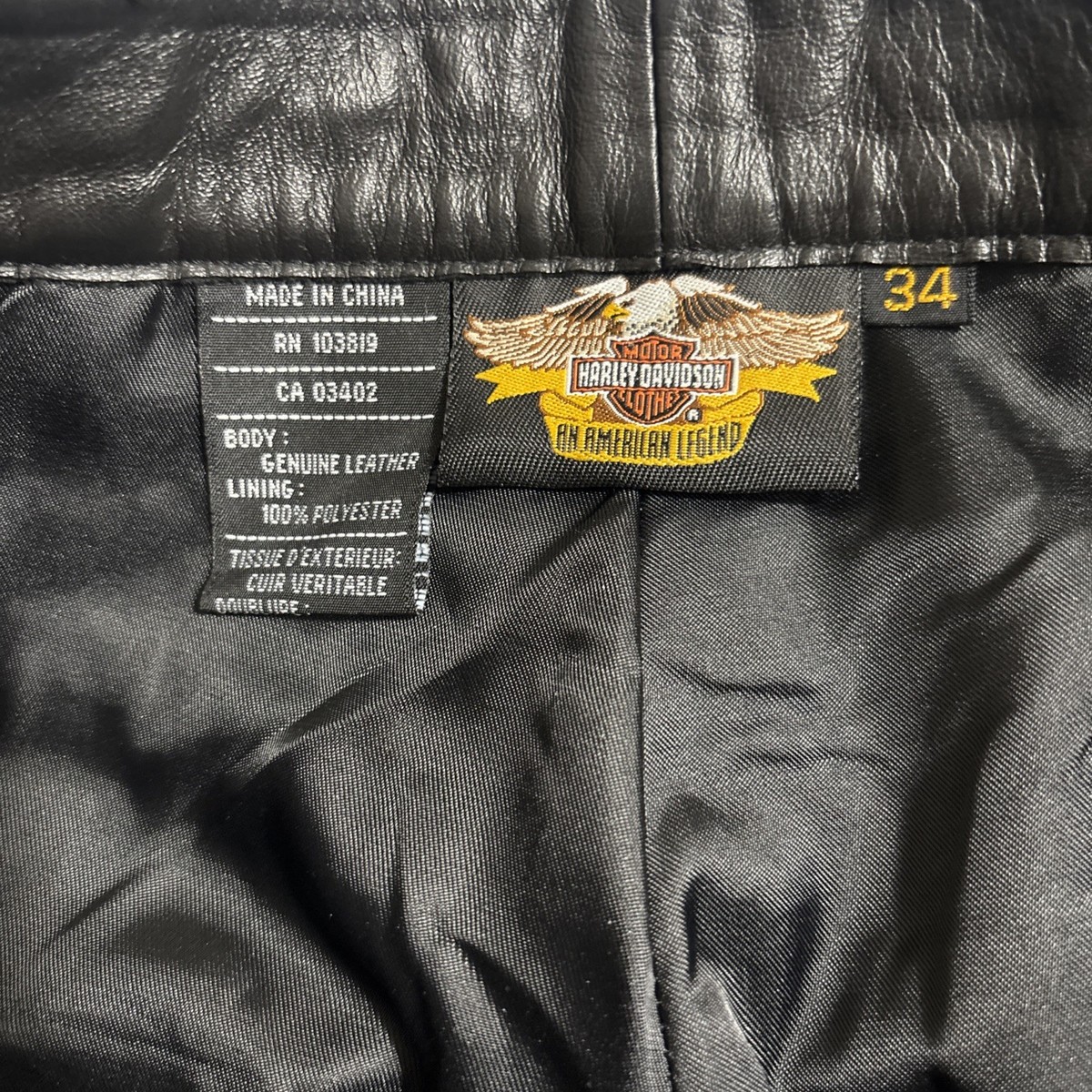 Genuine Harley Davidson Leather Pants CA-03402 Size 34 | eBay