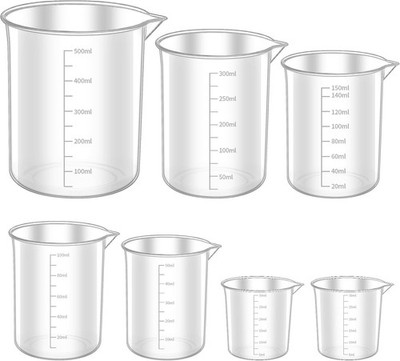 7 Stück Messbecher Set, ML Messbecher 30Ml 50Ml 100Ml 150Ml 250Ml 500Ml, Meßbech