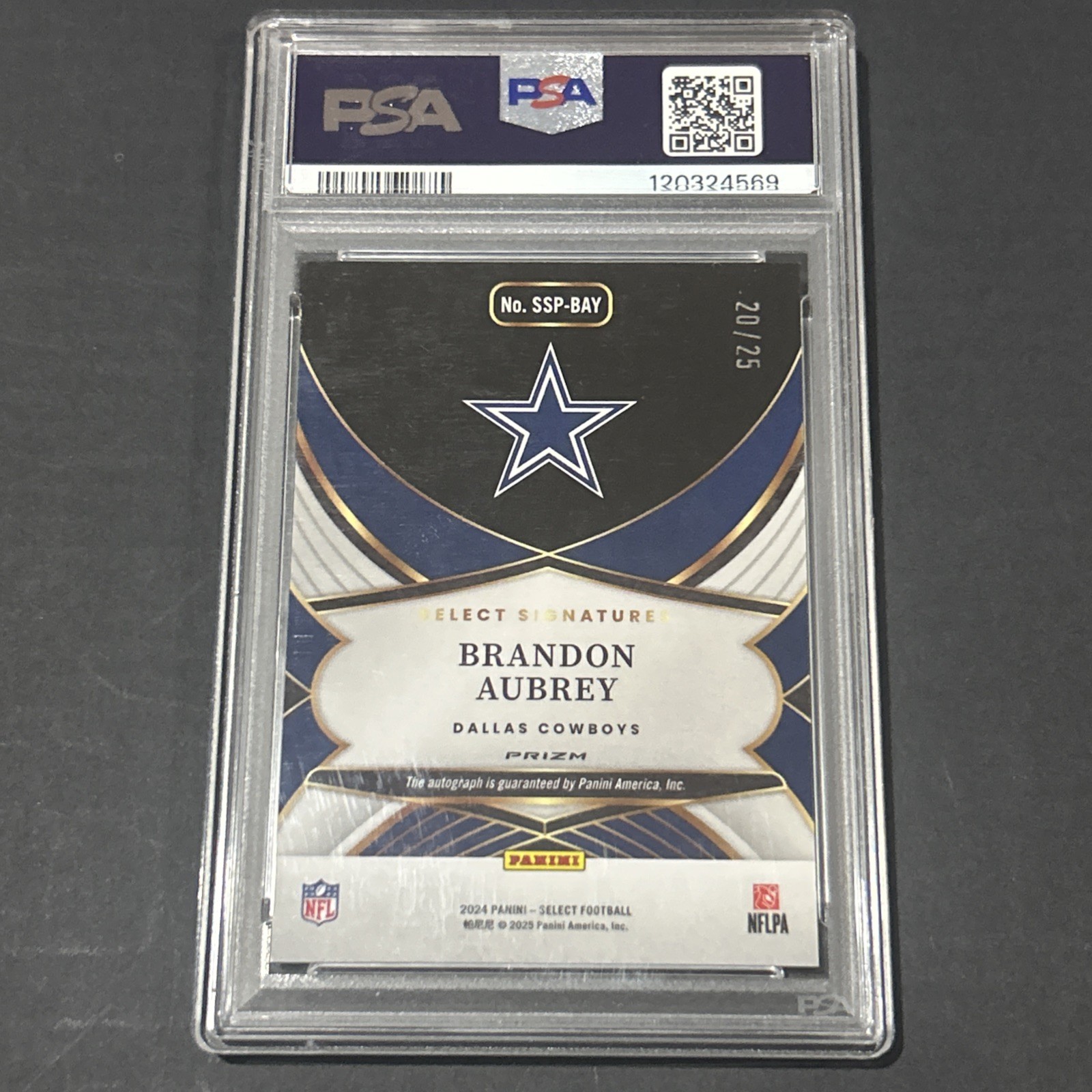 2024 Panini Select Tie Dye #/25 Brandon Aubrey Auto PSA 9 *Pop 1*Best NFL Kicker view 2