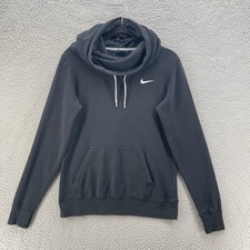Nike Sweatshirt Women Small Black Club Fleece Funnel Neck Pullover Swoosh