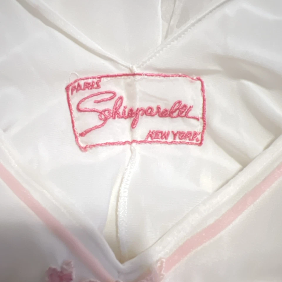 Camisola rara vintage dos anos 50 Elsa Schiaparelli rosa/branco - Imagem 3 de 4
