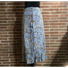 Vintage 90s Sag Harbor Blue Floral Button Front Midi Skirt