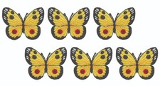 Lot 6 Yellow Butterfly Iron On Patches Embroidered Sew On Craft Applique 2"