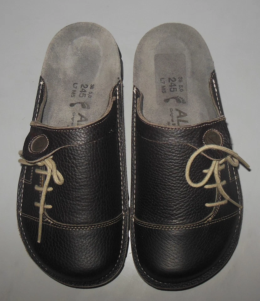 Alpro Birkenstock Dark Brown Leather Clogs Women's 38  Euro 7 US - Image 3 of 4