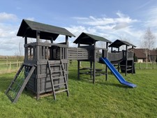 Kids Garden Wooden Playhouse Outdoor Climbing wall Slide