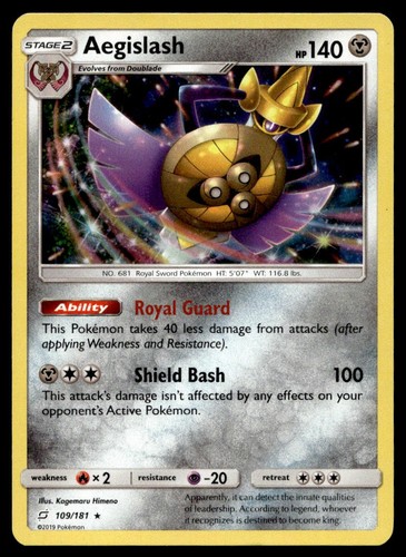 Aegislash 109/181 Pokemon Card Team Up Rare Holo 140 HP Lightly Played KM