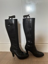 DUO Black Leather Knee High Boots. Size 39 UK 6