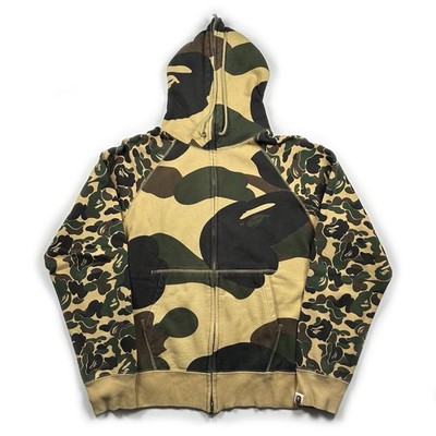 BAPE 1st ABC Yellow Camo Ape Head Full Zip RARE Hoodie sz M Nigo Era Bathing Ape