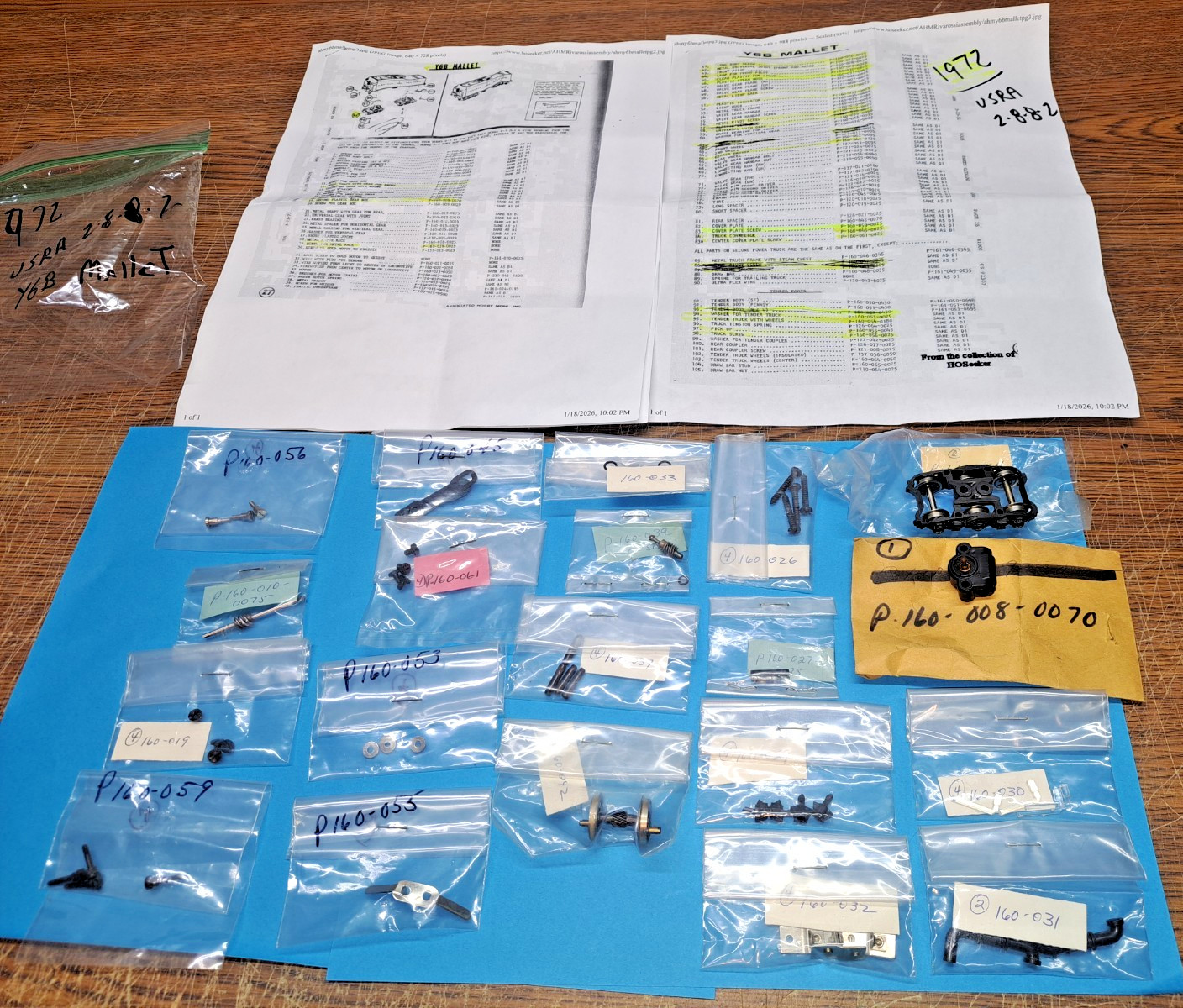 AHM/RIVAROSSI 2-8-8-2 Mallet HO SCALE Replacement parts lot