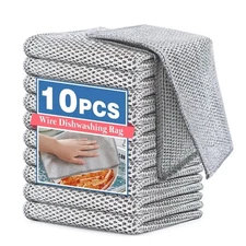 Double-Layer Non Scratch Scrubber Wire Cleaning Dishwashing Rag for Cookware