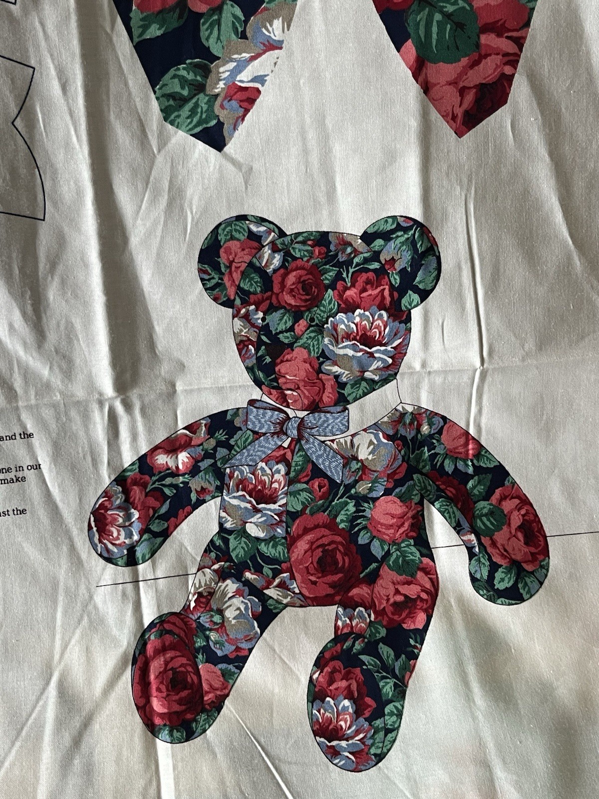 VIP Cranston Rose Fabric Panel Cut N Sew Teddy Bear Shabby Chic Vintage Style
