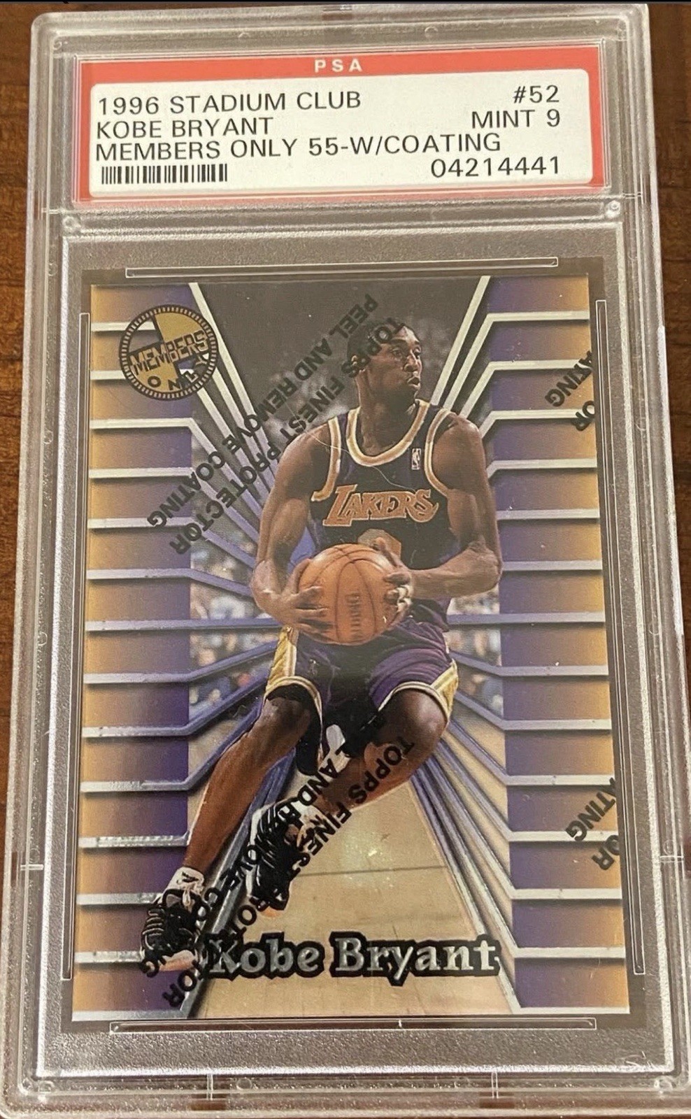 1996 STADIUM CLUB MEMBERS ONLY 55 #52 KOBE BRYANT ROOKIE RC PSA 9