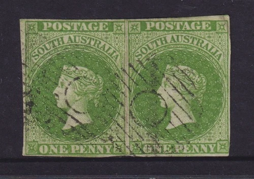SOUTH AUSTRALIA 1858 1d  Yellow-green QV - Wmk ☆- imperf pr- SG6 Cat £1200  FU