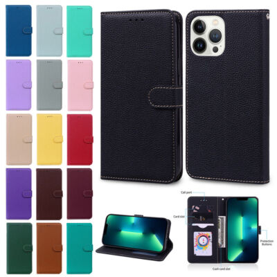 Luxury Candy Leather PU Wallet Flip Cover Case For 16 15 14 13 12 Pro Max 11 Pro