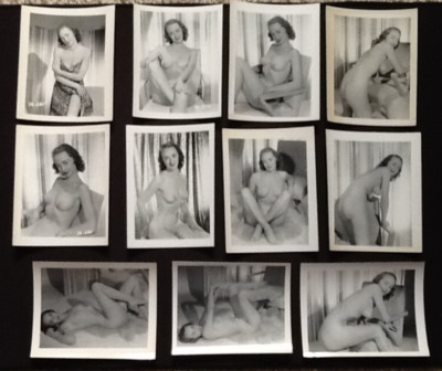 Vintage 1950's Unknown Female 11 Nude 5 x 4 Photographs by Unknown