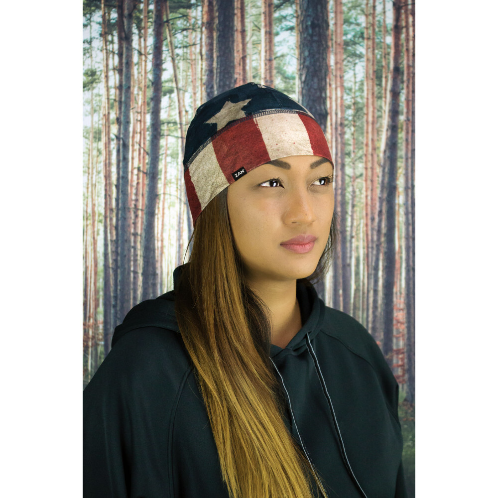 Zan Headgear SportFlex Beanie (American Flag - Red / White