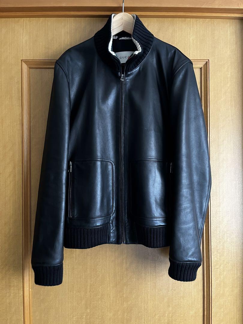 Gucci Leather Jacket Black Sherry Line Size 46 | eBay Gucci Leather Jacket Black Sherry Line Size 46 | eBay