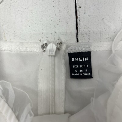 SHEIN White Chiffon Spaghetti Strap Ruffle Dress Women's Size Small | eBay