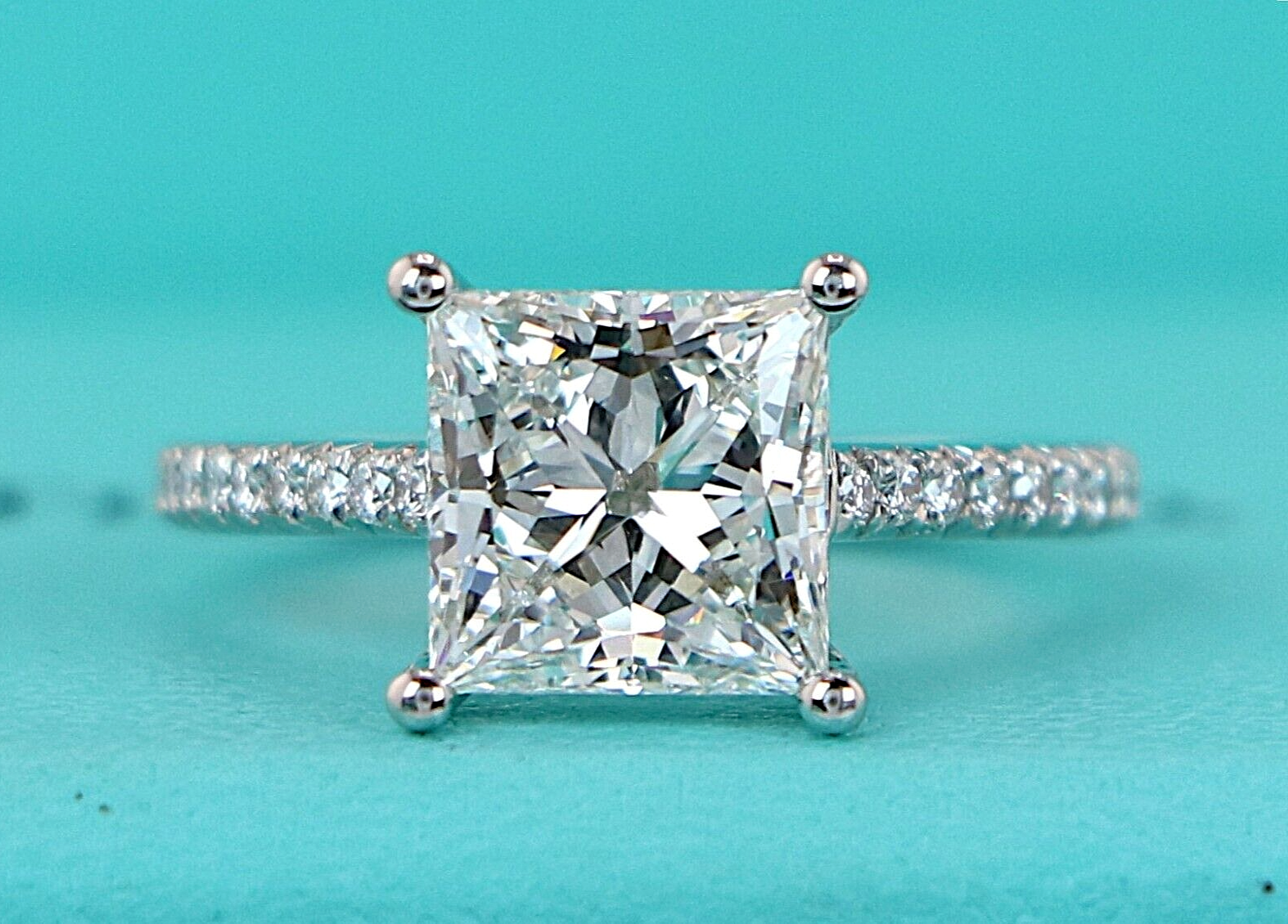 $62,500 Tiffany Co Novo Platinum 2.61 H VS1 Princess Diamond Engagement Ring 5.5