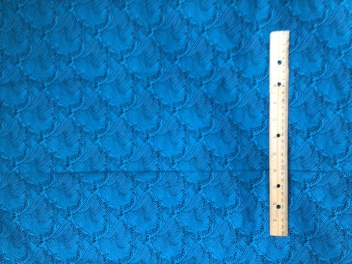 Vintage Cotton Print Fabric Black Waves on Dark Teal 2 yrds x 45" Wide - Picture 4 of 4