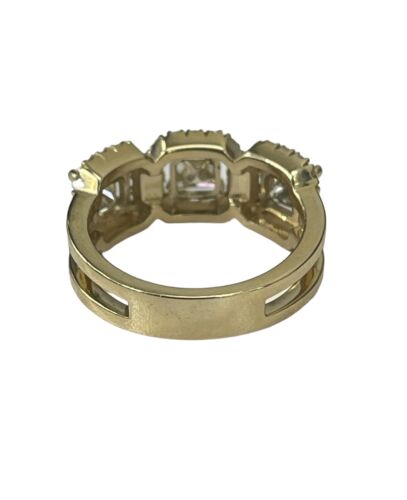 Three Stone Princess Cut Champagne Diamond Ring Yellow Gold 14kt - Picture 3 of 6