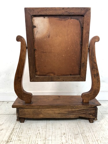 ANTICA PSICHE a LIRA SPECCHIO da TAVOLO BASCULANTE CASSETTO LEGNO NOCE IMPERO - Foto 4 di 19