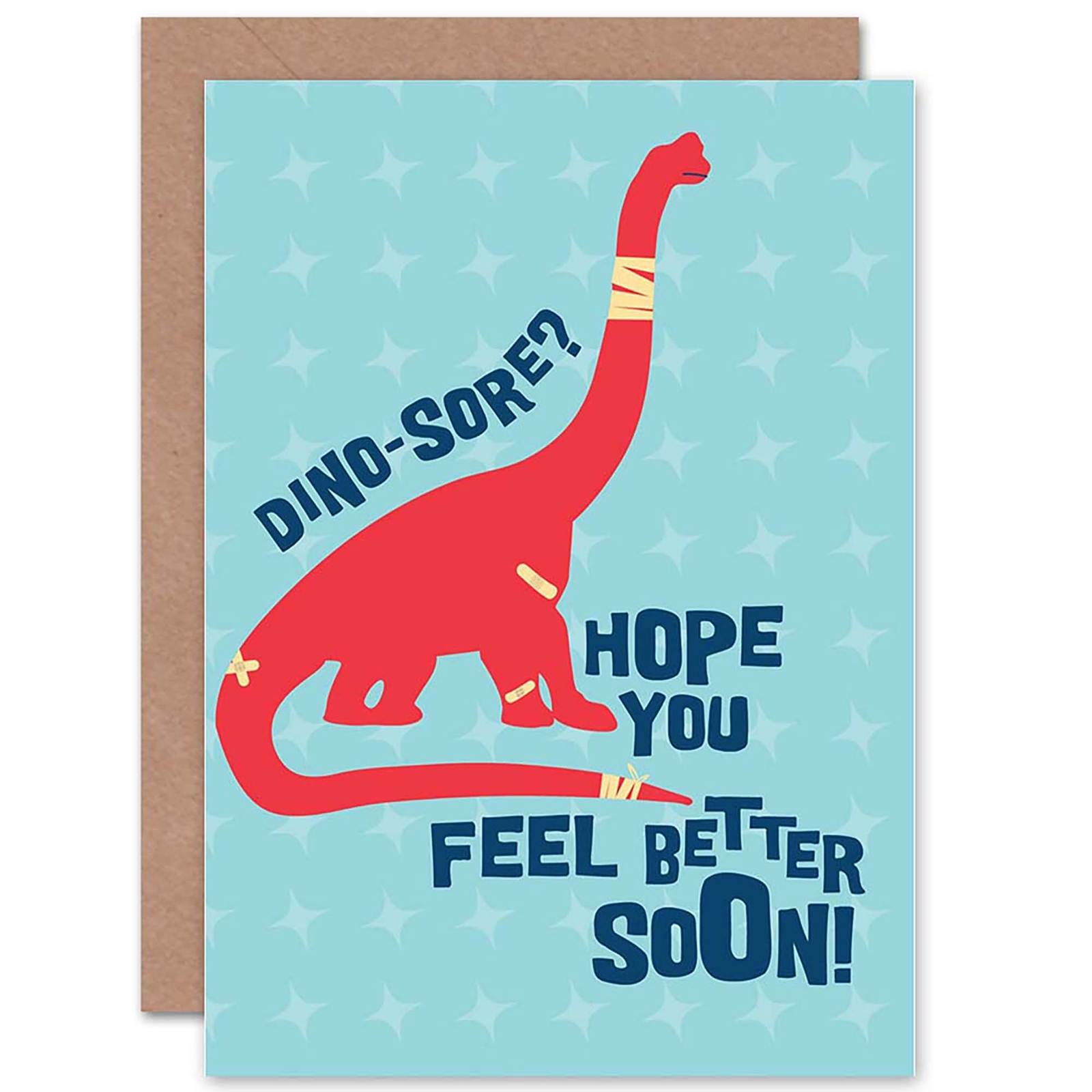 Get Well Soon Card Dinosaur Pun Cute Blank Greeting Card With Envelope