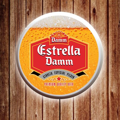 ESTRELLA DAMM LED Leuchtbar Wandschild Pub Bier Lager Ale Mann Höhle Garage Schuppen