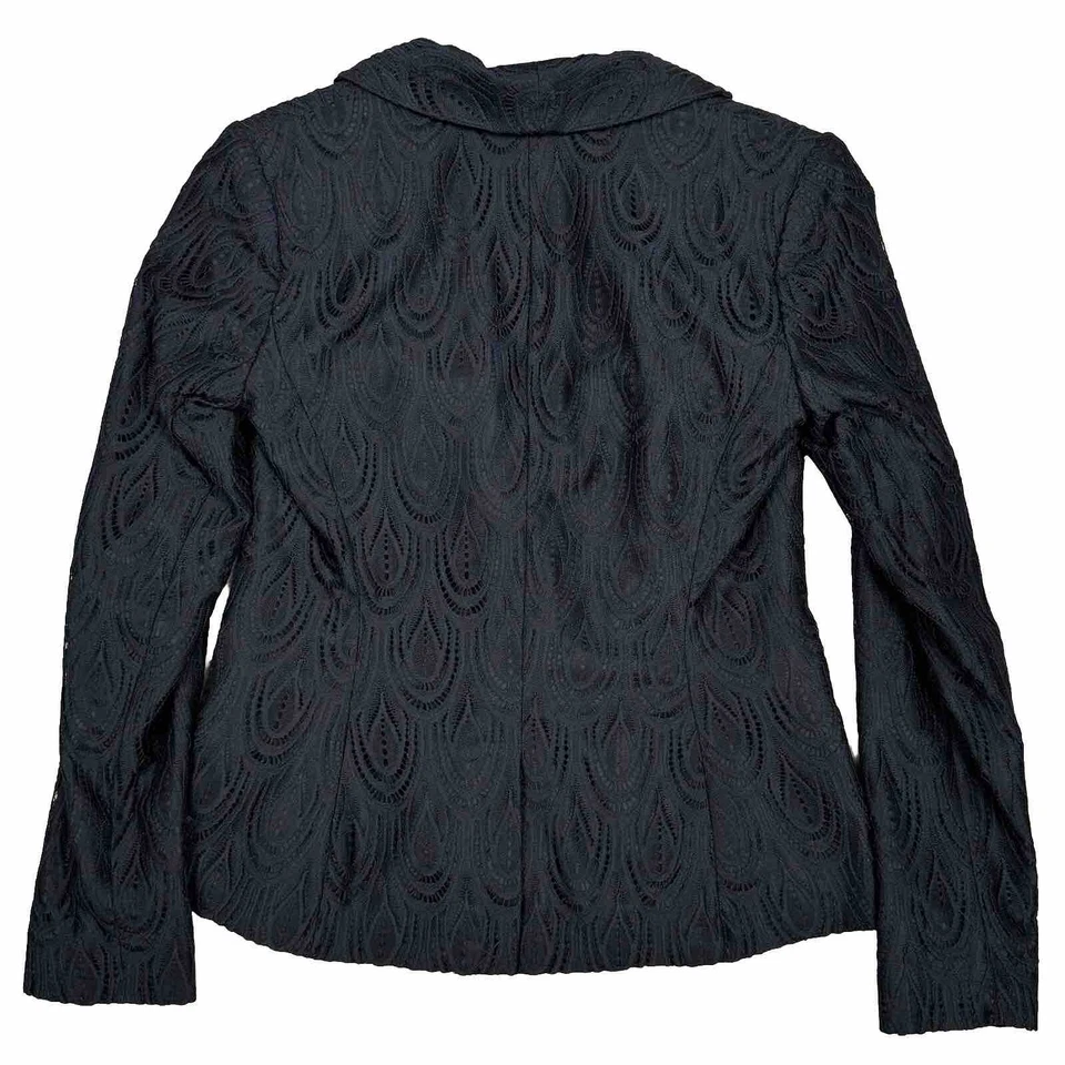 Blazer Lilly Pulitzer Campbell Dos Tonos Pluma Encaje Negro Azul Talla 0 Nuevo con Etiquetas Foto 2 de 4