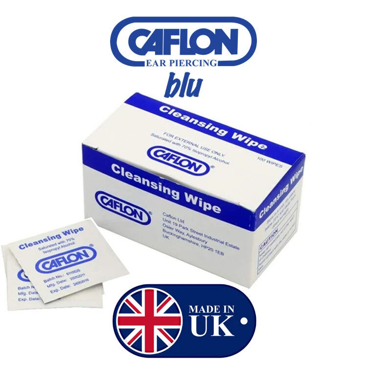 CAFLON SKIN CLEANSING PADS EAR PIERCING ALCOHOL WIPES 2,10,50,100,200,500, 1000