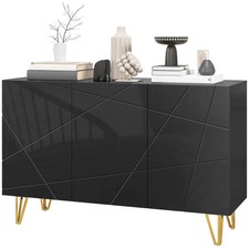 HOMCOM Credenza Moderna con 2 Armadietti e Ripiano Regolabile Nero e Oro