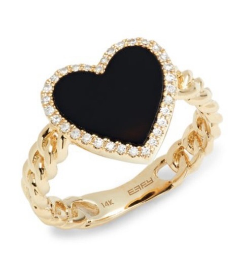 NEW! EFFY ONYX , DIAMOND & 14K HEART RING/ SIZE 7/ $1,975 - Picture 5 of 9