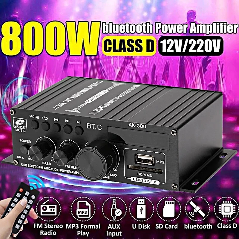 HiFi Verstärker Mini 800W Aluminium Audio Stereo Power Amplifier Vorverstärker. - Bild 2 von 4