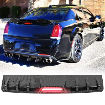 Rear Bumper Diffuser Spoiler Lip LED Brake Light Carbon For Chrysler ...