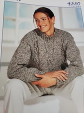 Stylecraft Knitting Pattern 4550 Aran Sweater 30-44