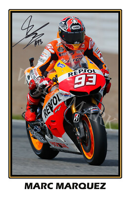 Marc Marquez large signed 12x18 inch photograph poster - Honda