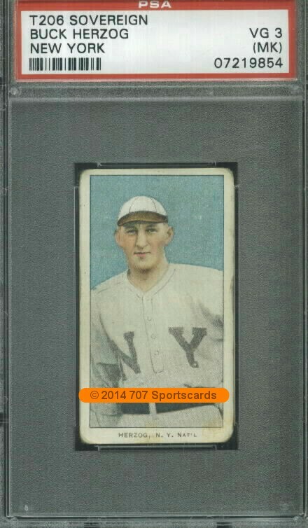 1910 T206 Buck Herzog New York PSA 3mk (9854) Sovereign 150