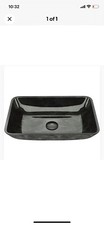 NEW Vigo VG07084 Grey 17-7/8" Rectangular Glass Vessel Bathroom Sink