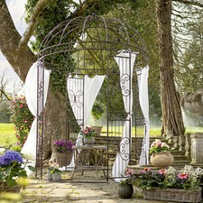 Pavillon Metall rund Rosenbogen Gartenbank  Ø 200 x 300 cm, stabil landhauswelt