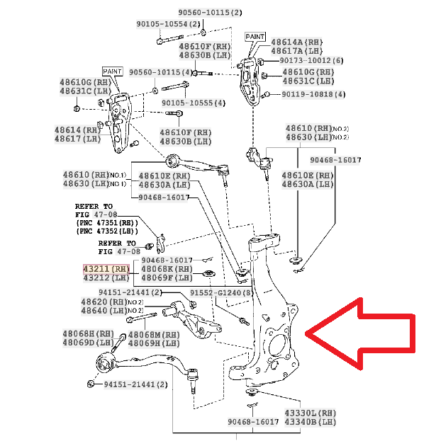 Genuine Lexus LS460 LS600h USF40L USF41L Spindle Knuckle Steering
