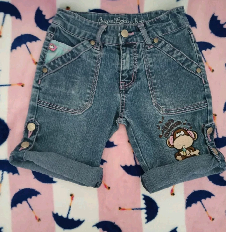 Jeans Bobby Jack ajustables convertibles originales talla 5 vintage Y2K años 2000 para niñas Foto 3 de 4