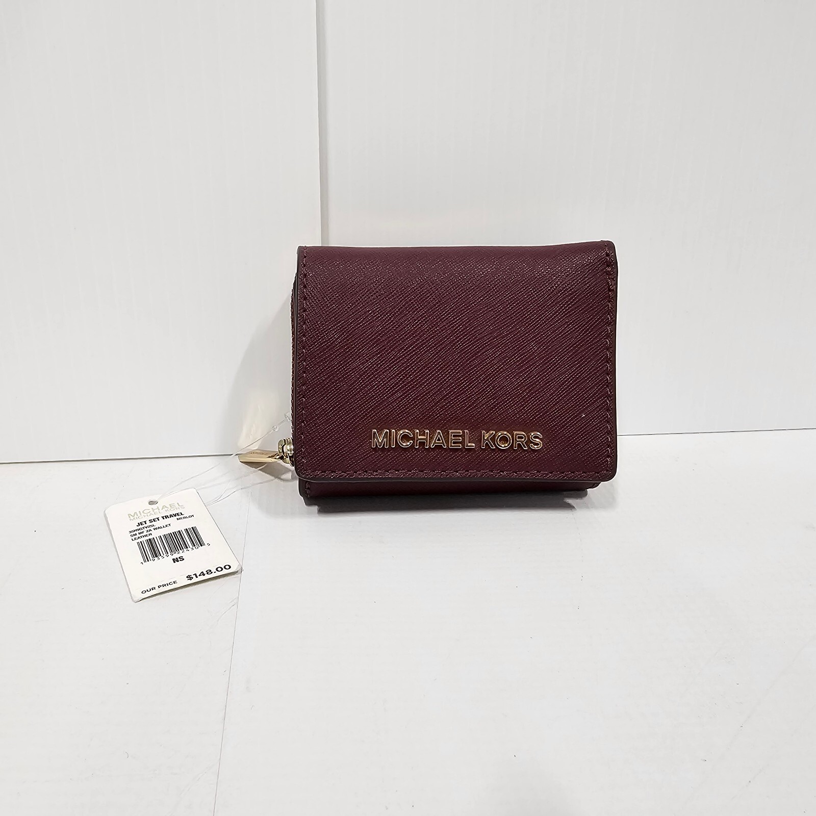 NWT $148 Michael Kors Small Multi-Fold Zip Wallet Leather 