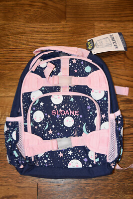 Pottery Barn Kids Mackenzie Navy Moons Glow in Dark Backpack Small Sloane NWT